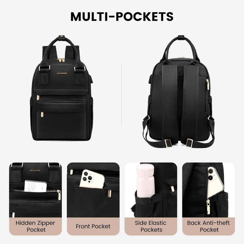Lovevook Black Women's Tote Backpack Bag - Picture 4 of 6
